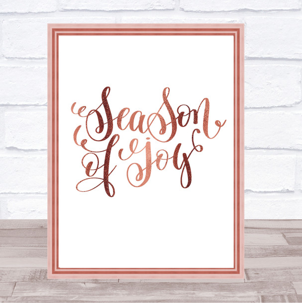 Christmas Season Of Joy Quote Print Poster Rose Gold Wall Art