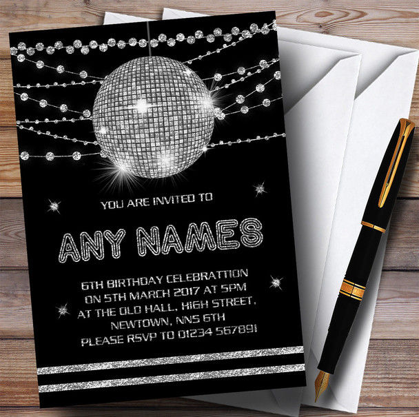 Silver Disco Ball Invitations Children's Birthday Party Invitations