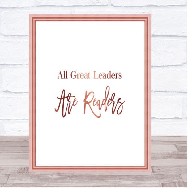 All Great Leaders Quote Print Poster Rose Gold Wall Art