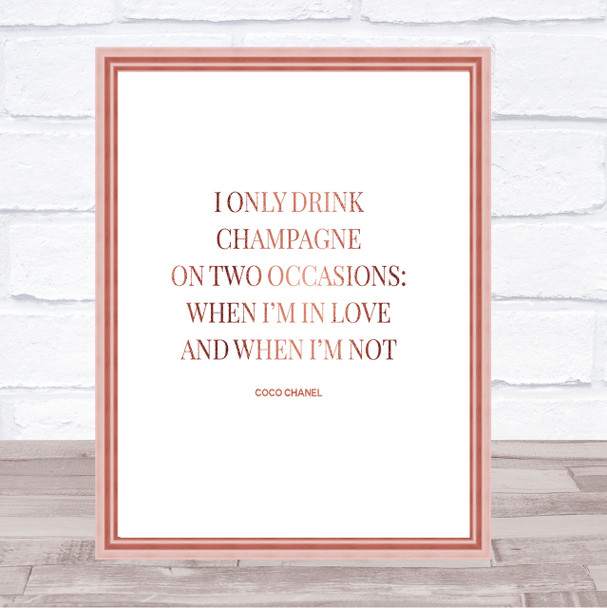 Coco Chanel Champagne Quote Print Poster Rose Gold Wall Art