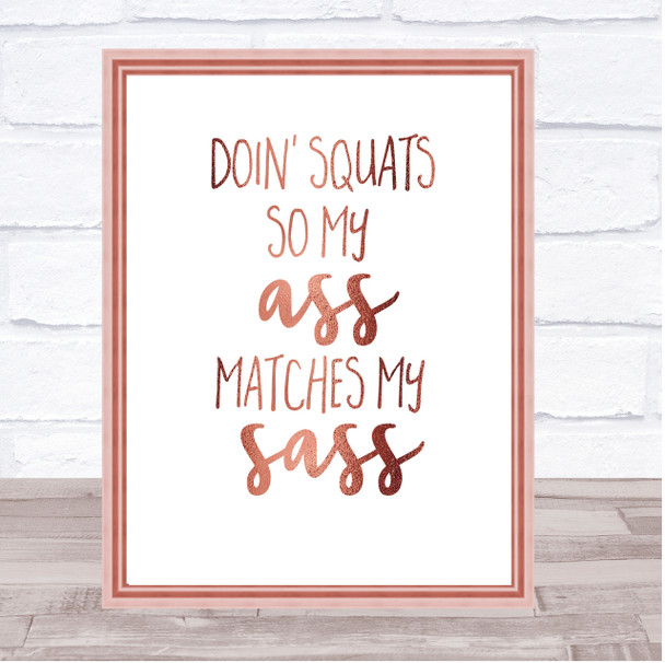 Doin Squats Quote Print Poster Rose Gold Wall Art