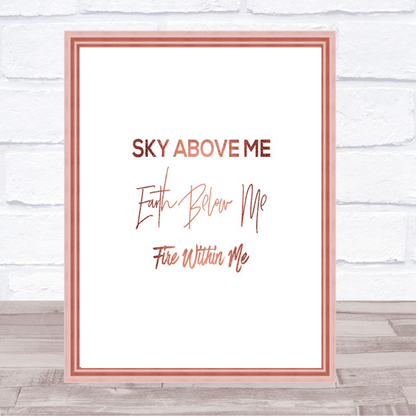 Earth Below Me Quote Print Poster Rose Gold Wall Art