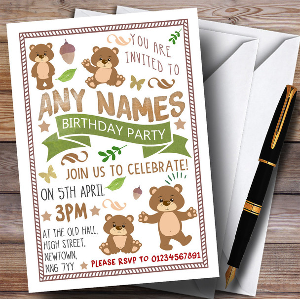 Teddy Bears Picnic Children's Birthday Party Invitations