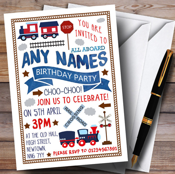 Train & Railway Children's Birthday Party Invitations