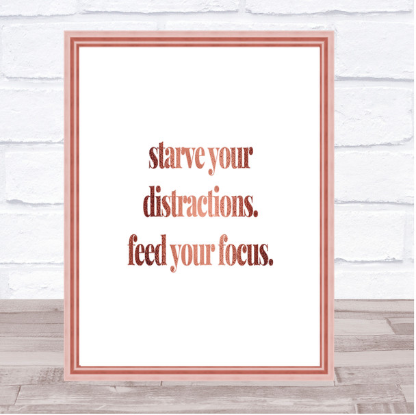 Feed Your Focus Quote Print Poster Rose Gold Wall Art