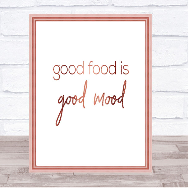 Good Food Quote Print Poster Rose Gold Wall Art