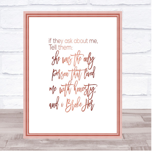 Ask About Me Quote Print Poster Rose Gold Wall Art