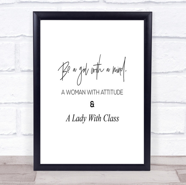 Lady With Class Quote Print Poster Typography Word Art Picture