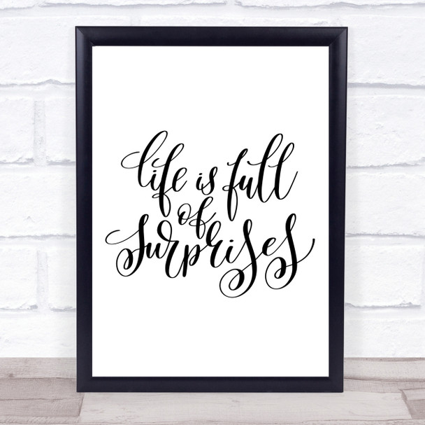 Life Full Surprises Quote Print Poster Typography Word Art Picture