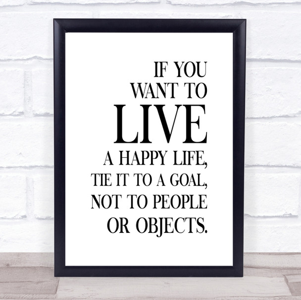 Live A Happy Life Quote Print Poster Typography Word Art Picture