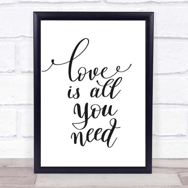 Love Is All You Need Quote Print Poster Typography Word Art Picture