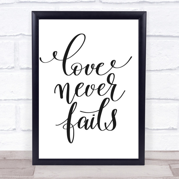 Love Never Fails Quote Print Poster Typography Word Art Picture