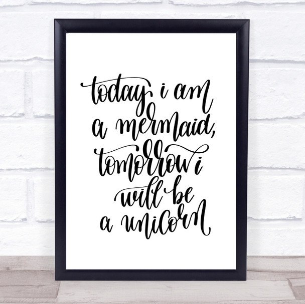 Mermaid And Unicorn Quote Print Poster Typography Word Art Picture