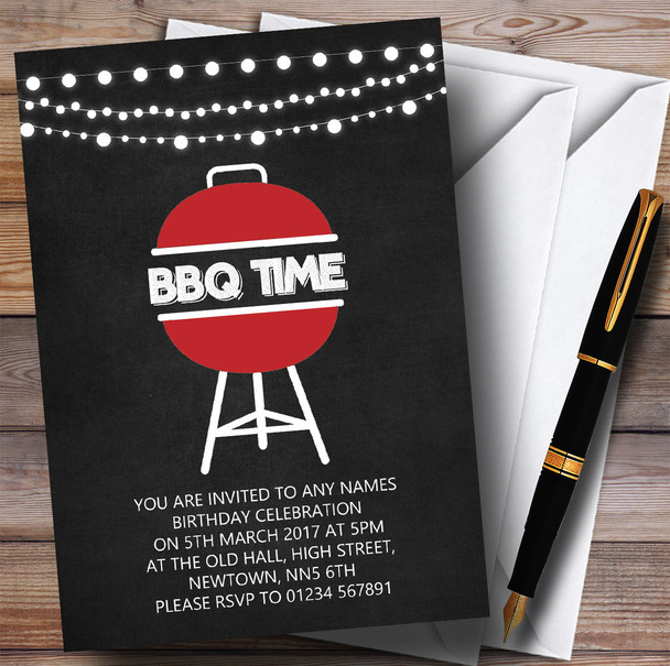 Chalk BBQ Time Children's Birthday Party Invitations