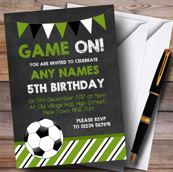 Chalk Bunting Football Children's Birthday Party Invitations