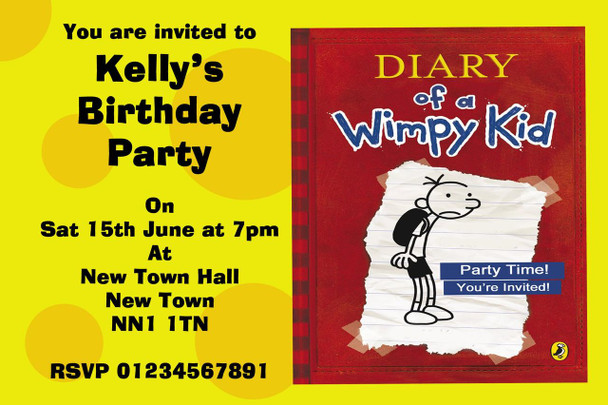 Diary Of A Wimpy Kid Personalised Party Invitations