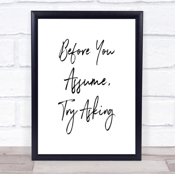Try Asking Quote Print Poster Typography Word Art Picture