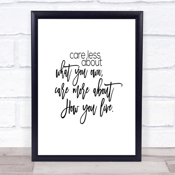 Care Less Quote Print Poster Typography Word Art Picture
