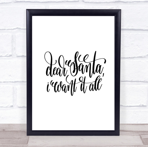 Christmas I Want It All Quote Print Poster Typography Word Art Picture