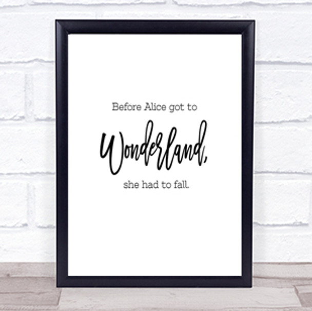 Alice Fail Quote Print Poster Typography Word Art Picture