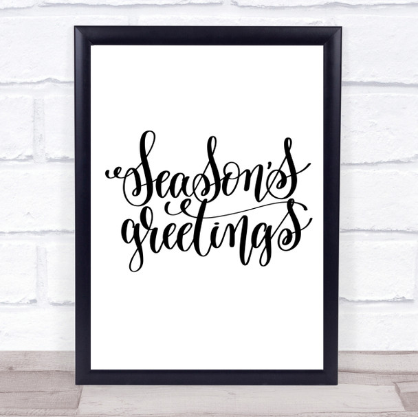 Christmas Seasons Greetings Quote Print Poster Typography Word Art Picture