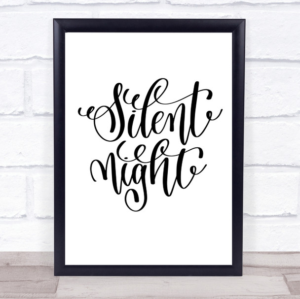 Christmas Silent Night Quote Print Poster Typography Word Art Picture
