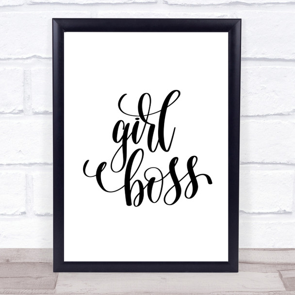 Girl Boss Swirl Quote Print Poster Typography Word Art Picture