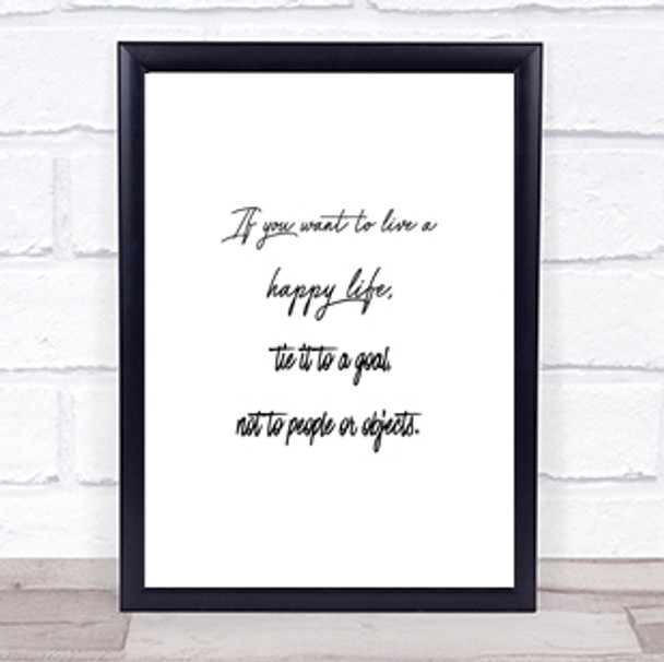 Happy Life Quote Print Poster Typography Word Art Picture