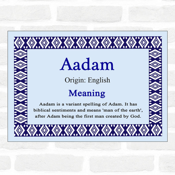 Aadam Name Meaning Blue Certificate