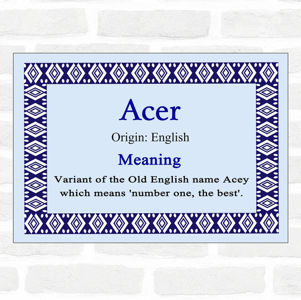 Acer Name Meaning Blue Certificate