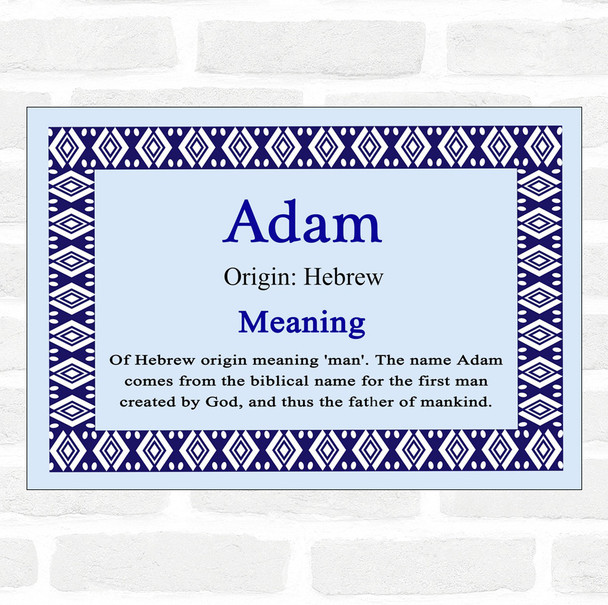 Adam Name Meaning Blue Certificate