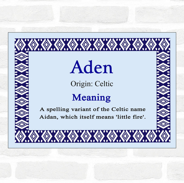 Aden Name Meaning Blue Certificate