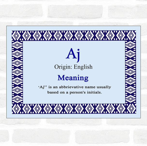 Aj Name Meaning Blue Certificate