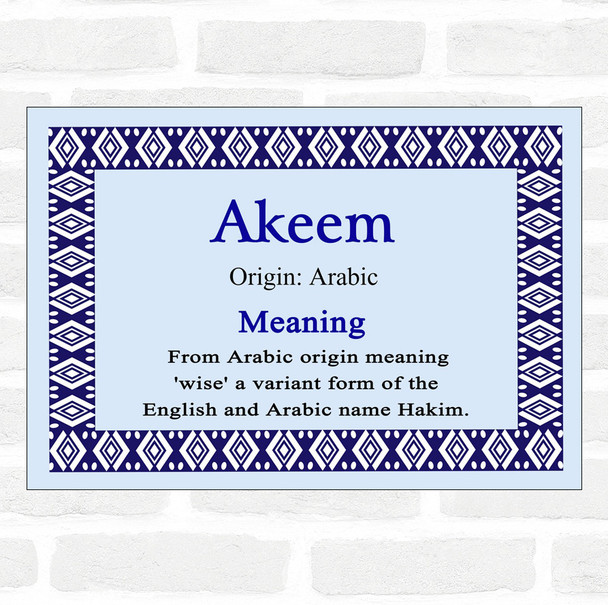 Akeem Name Meaning Blue Certificate