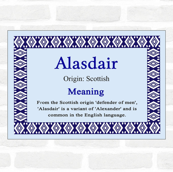 Alasdair Name Meaning Blue Certificate