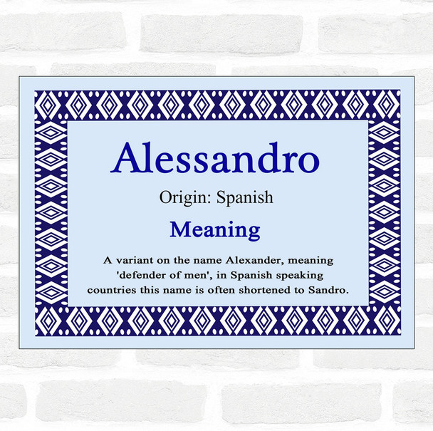 Alessandro Name Meaning Blue Certificate