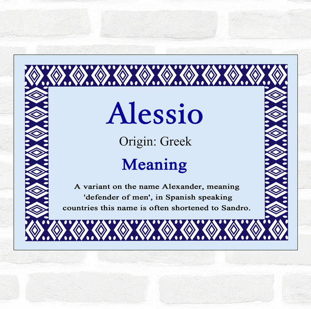 Alessio Name Meaning Blue Certificate