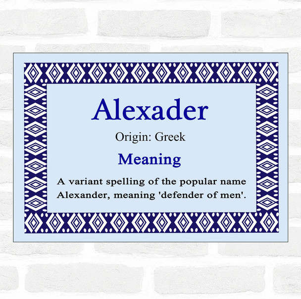 Alexader Name Meaning Blue Certificate