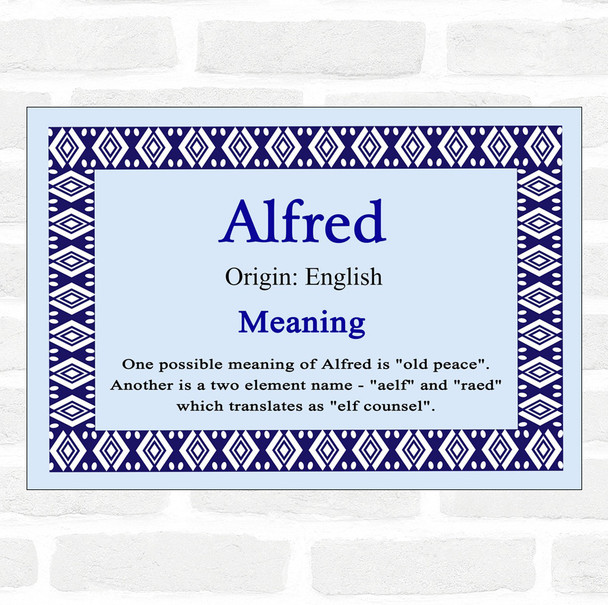 Alfred Name Meaning Blue Certificate