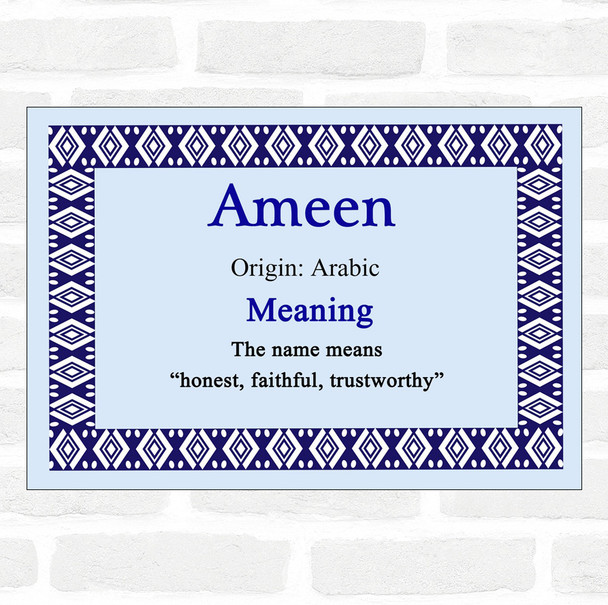 Ameen Name Meaning Blue Certificate