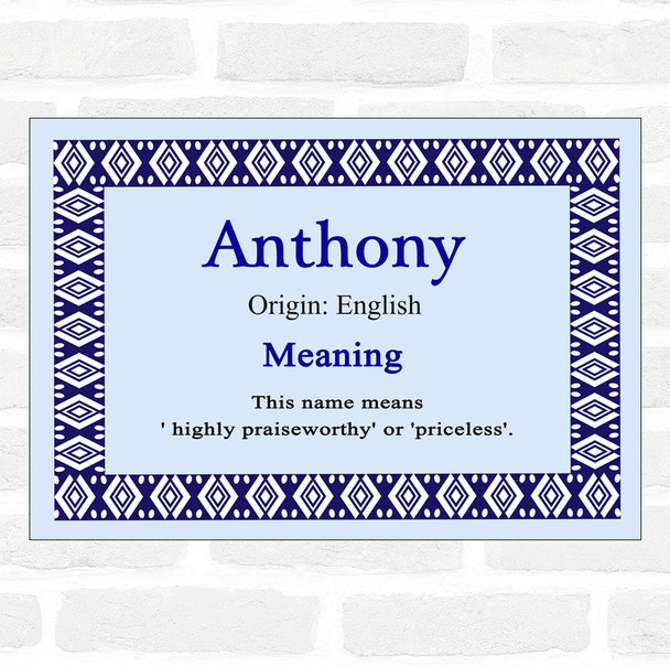 Anthony Name Meaning Blue Certificate