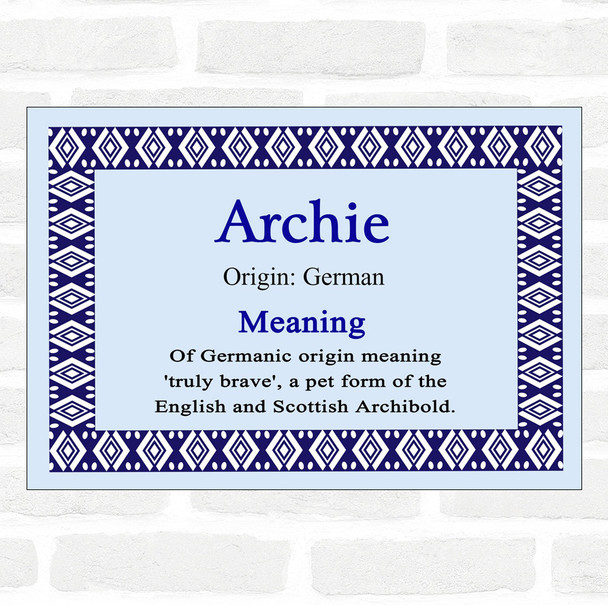 Archie Name Meaning Blue Certificate