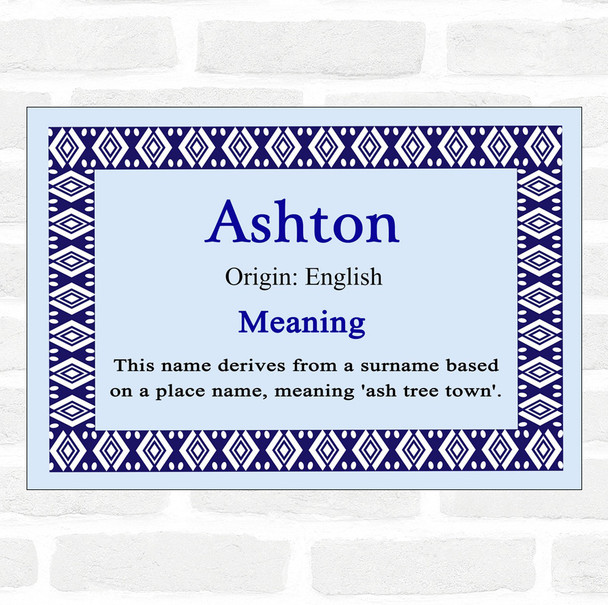 Ashton Name Meaning Blue Certificate