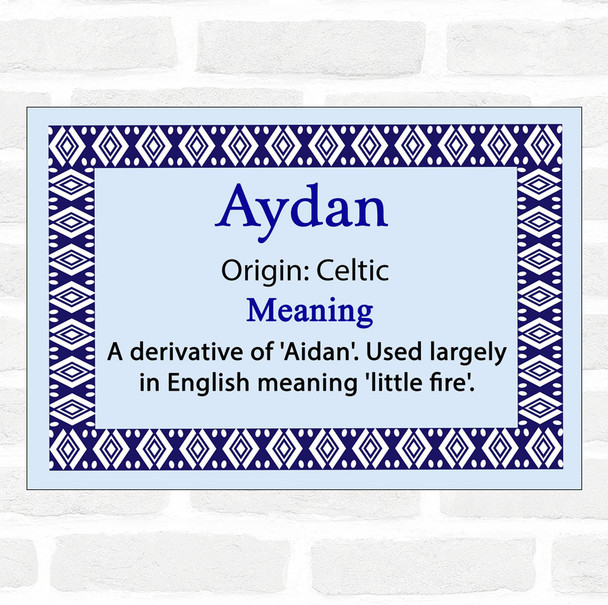 Aydan Name Meaning Blue Certificate