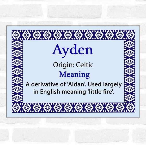 Ayden Name Meaning Blue Certificate
