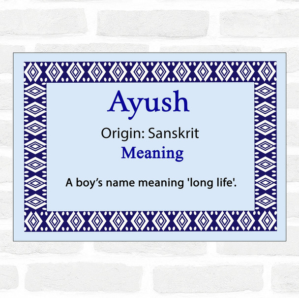 Ayush Name Meaning Blue Certificate