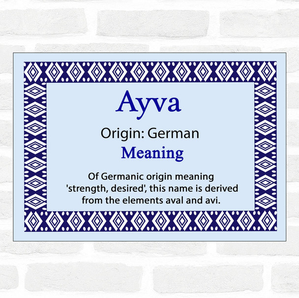 Ayva Name Meaning Blue Certificate