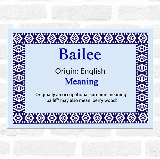 Bailee Name Meaning Blue Certificate