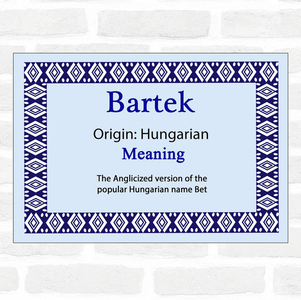 Bartek Name Meaning Blue Certificate