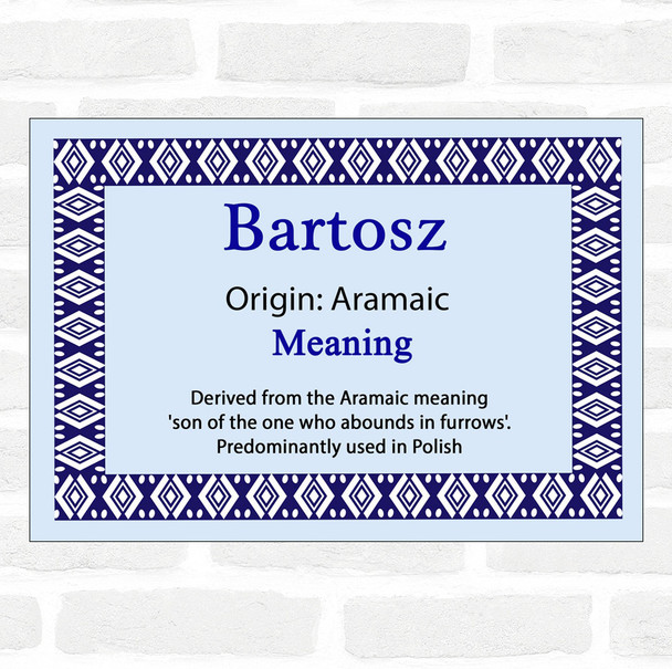 Bartosz Name Meaning Blue Certificate